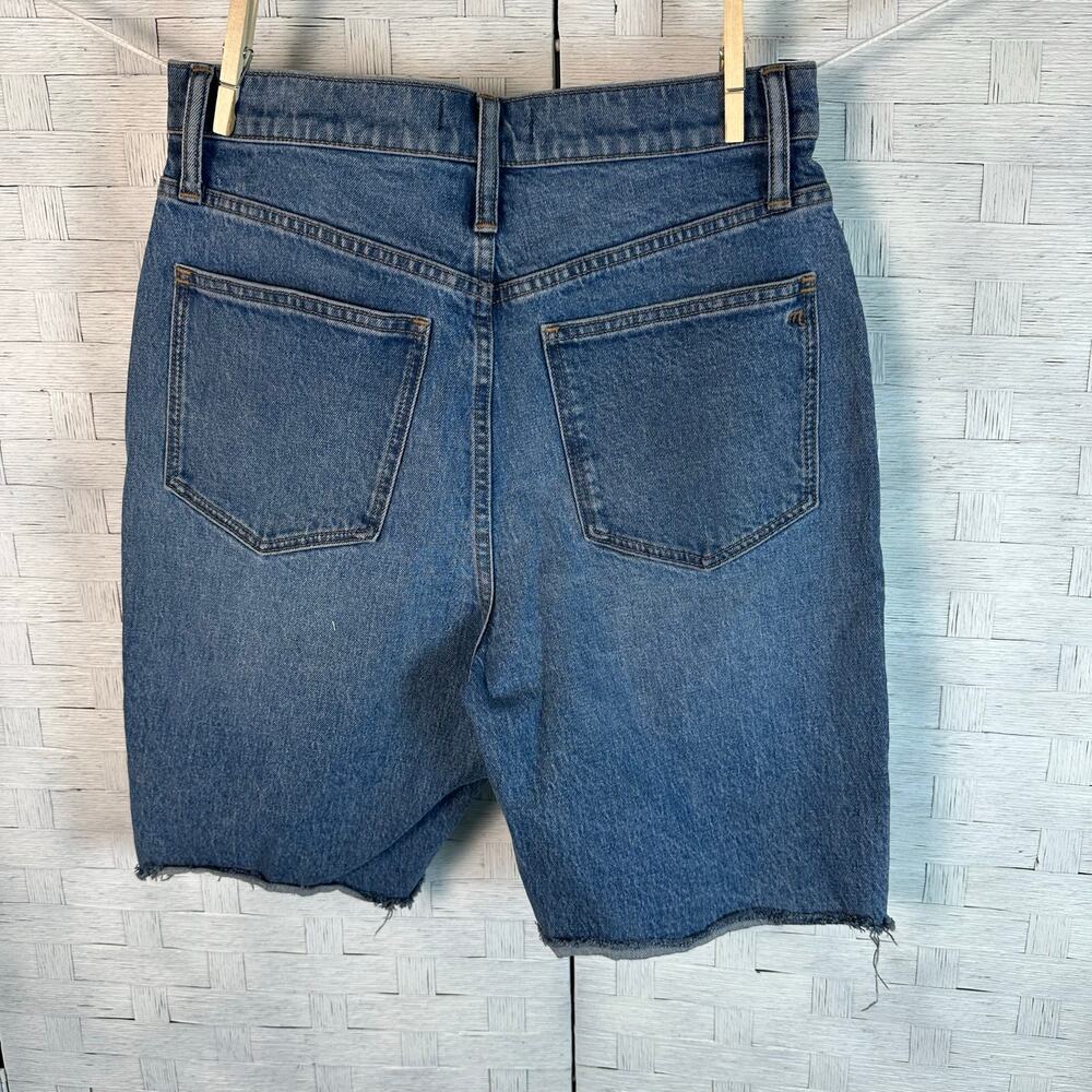 Madewell high rise long denim shorts blue Bermuda normcore tradMom cut-off - Picture 2 of 10